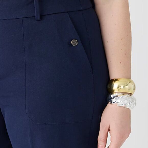 J. Crew Sydney wide-leg pant in bi-stretch cotton blend in Navy NWT size 00 - Picture 2 of 12